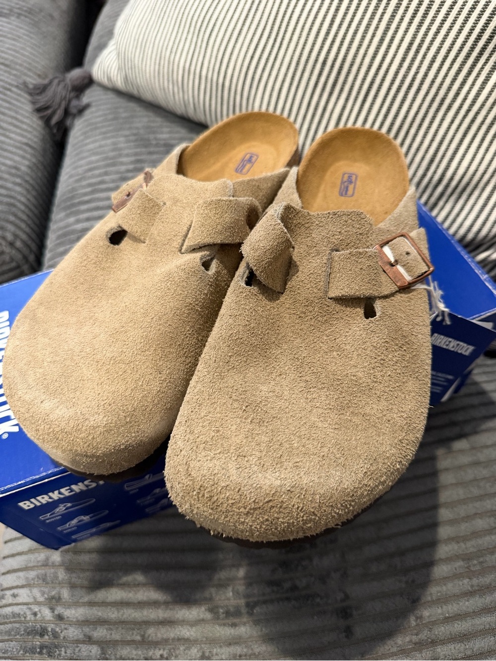 Taupe Suede Boston Clog by Birkenstock 8-8.5 Women/6-6.5 Men EU 39